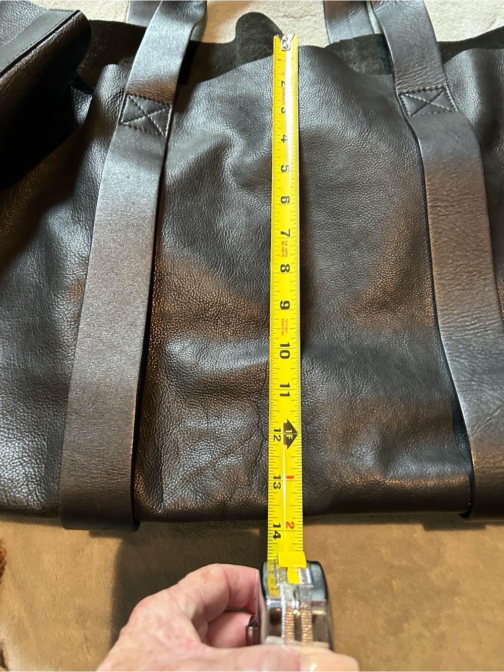 Black Women's Leather Boho Tote - Picture 6 of 9
